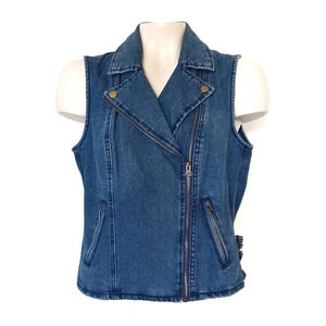 Kate & Mallory Denim Biker Vest Y2K  Bikercore Cowgirl Indie Sleeze
